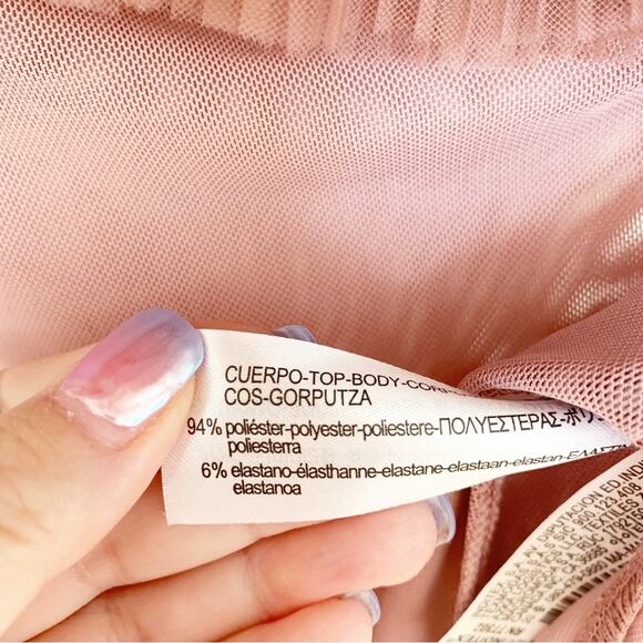 Zara Beige Pink One Shoulder Ruffled Tulle Bodysuit Bloggers Fave Small - Picture 9 of 11